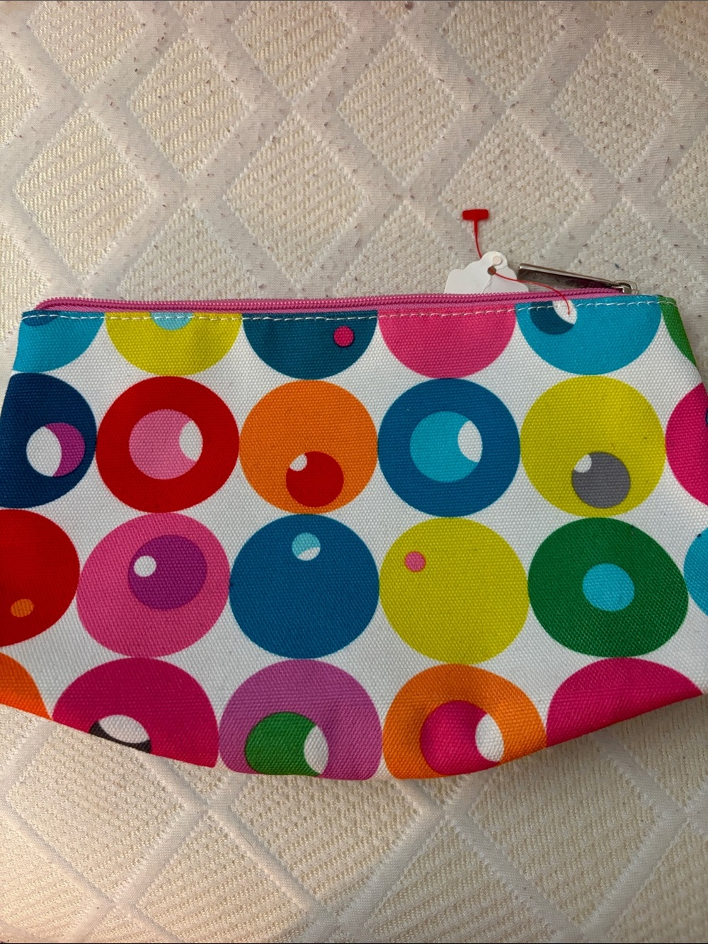 Clinique Multicolor Circle Print Zip Cosmetic Pouch